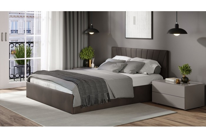 Кровать с ПМ «Эвори» 1800 Тип 1 (с подъемным механизмом и заглушиной) Велюр Confetti Stone