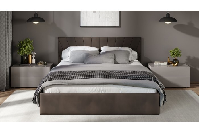 Кровать с ПМ «Эвори» 1800 Тип 1 (с подъемным механизмом и заглушиной) Велюр Confetti Stone