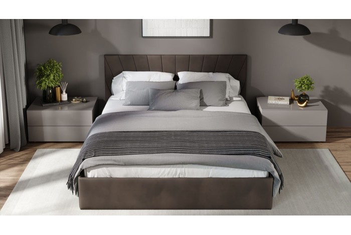 Кровать с ПМ «Эвори» 1800 Тип 1 (с подъемным механизмом и заглушиной) Велюр Confetti Stone