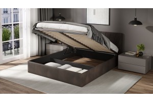 Кровать с ПМ Эвори 1400 Тип 1 (с подъемным механизмом и заглушиной) Велюр Confetti Stone