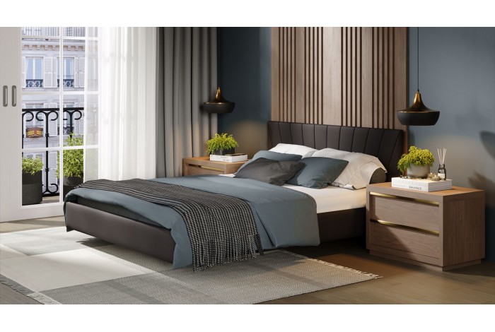 Кровать без ПМ «Эвори» 1800 Тип 1 (без подъемного механизма) Велюр Confetti Stone