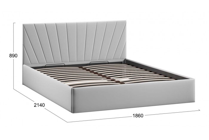 Кровать с ПМ «Эвори» 1800 Тип 1 (с подъемным механизмом и заглушиной) Велюр Confetti Silver