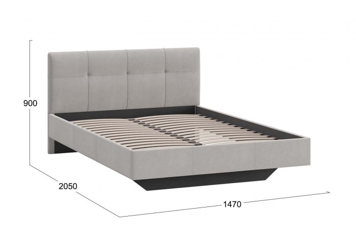 Кровать без ПМ «Элис» 1400 Тип 1 (без подъемного механизма) Велюр ultra smoke