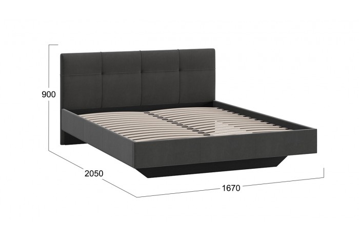Кровать без ПМ «Элис» 1600 Тип 1 (без подъемного механизма) Исп.2 Велюр Графит