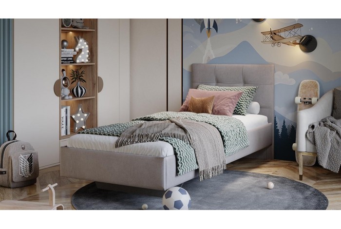 Кровать без ПМ «Элис» 800 Тип 1 (без подъемного механизма) Велюр Ultra Smoke