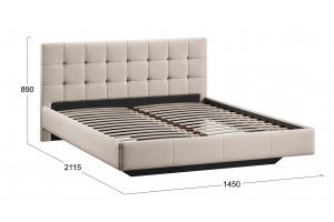 Кровать без ПМ Эмма 1400 Тип 1 (без подъемного механизма) Велюр Confetti Cream