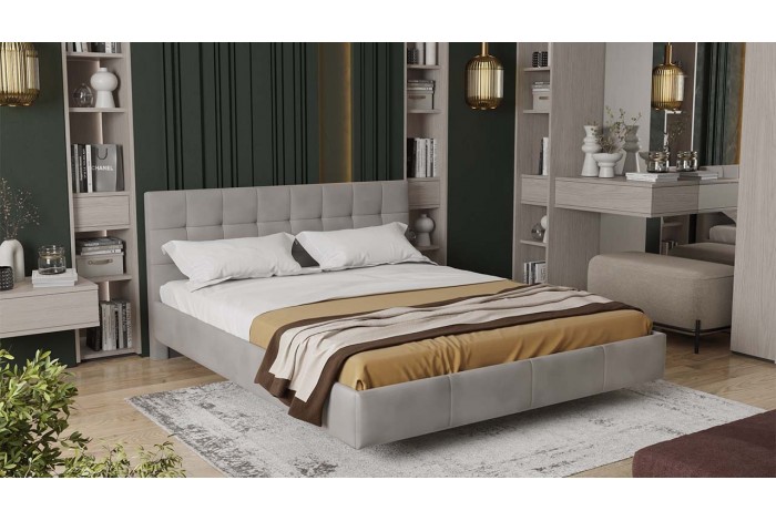 Кровать без ПМ «Эмма» 1400 Тип 1 (без подъемного механизма) Велюр Confetti Smoke