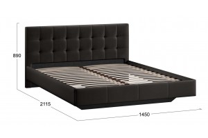 Кровать без ПМ Эмма 1400 Тип 1 (без подъемного механизма) Велюр Confetti Stone