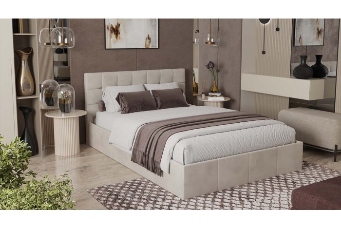 Кровать с ПМ «Эмма» 1400 (с подъемным механизмом) Велюр Confetti Cream