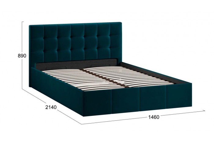 Кровать с ПМ «Эмма» 1400 (с подъемным механизмом) Велюр Confetti Izumrud