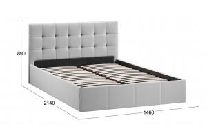Кровать с ПМ Эмма 1400 (с подъемным механизмом) Велюр Confetti Silver