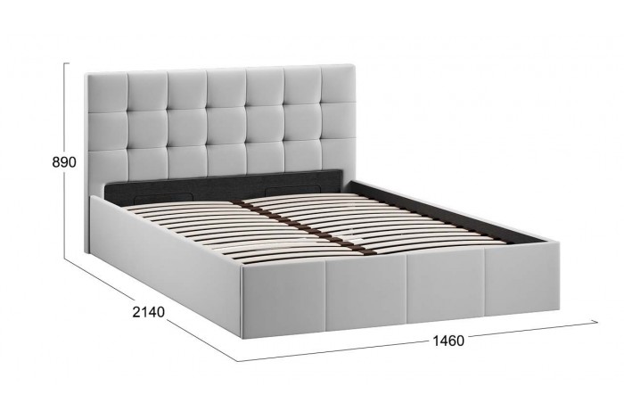 Кровать с ПМ «Эмма» 1400 (с подъемным механизмом) Велюр Confetti Silver