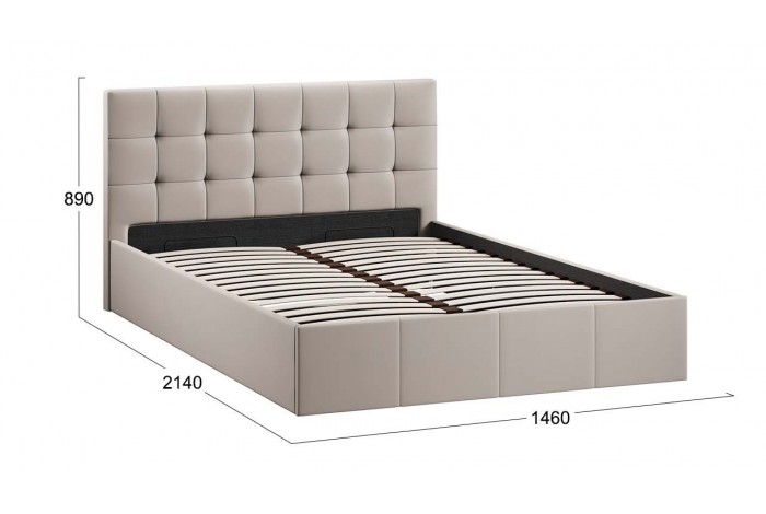 Кровать с ПМ «Эмма» 1400 (с подъемным механизмом) Велюр Confetti Smoke