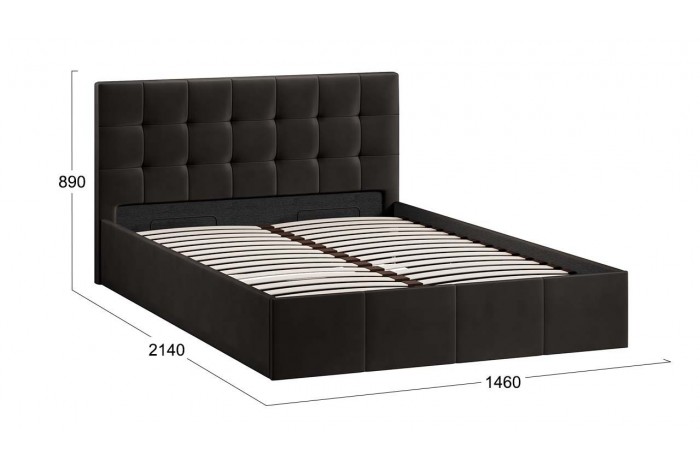 Кровать с ПМ «Эмма» 1400 (с подъемным механизмом) Велюр Confetti Stone