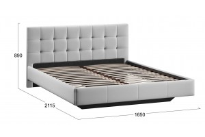 Кровать без ПМ Эмма 1600 Тип 1 (без подъемного механизма) Велюр Confetti Silver