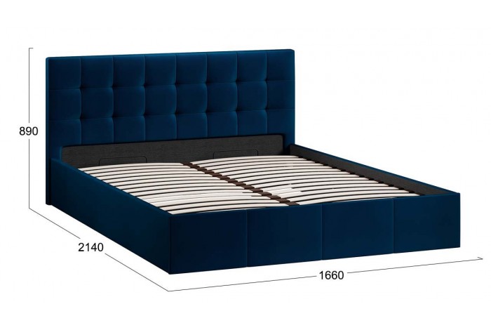 Кровать с ПМ «Эмма» 1600 (с подъемным механизмом) Велюр Confetti Blue