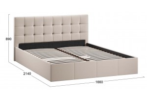 Кровать с ПМ Эмма 1600 (с подъемным механизмом) Велюр Confetti Cream