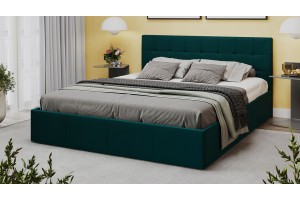 Кровать с ПМ Эмма 1600 (с подъемным механизмом) Велюр Confetti Izumrud