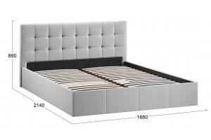 Кровать с ПМ Эмма 1600 (с подъемным механизмом) Велюр Confetti Silver