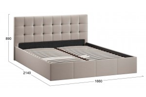 Кровать с ПМ Эмма 1600 (с подъемным механизмом) Велюр Confetti Smoke