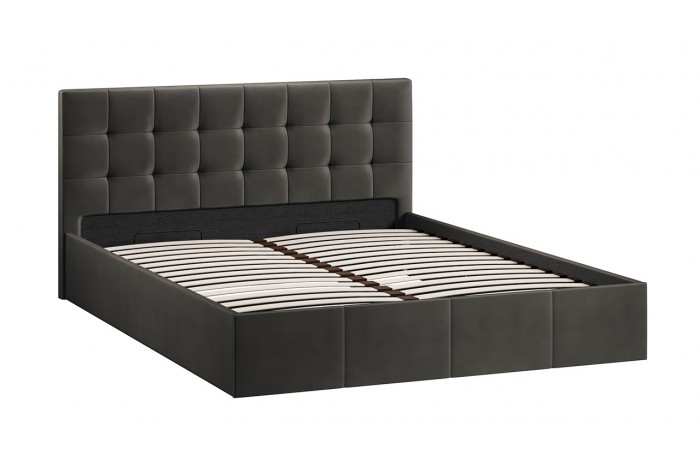 Кровать с ПМ «Эмма» 1600 (с подъемным механизмом) Велюр Confetti Stone