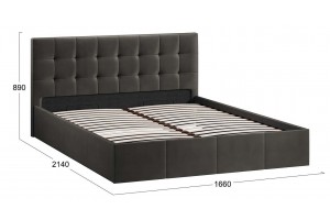 Кровать с ПМ Эмма 1600 (с подъемным механизмом) Велюр Confetti Stone