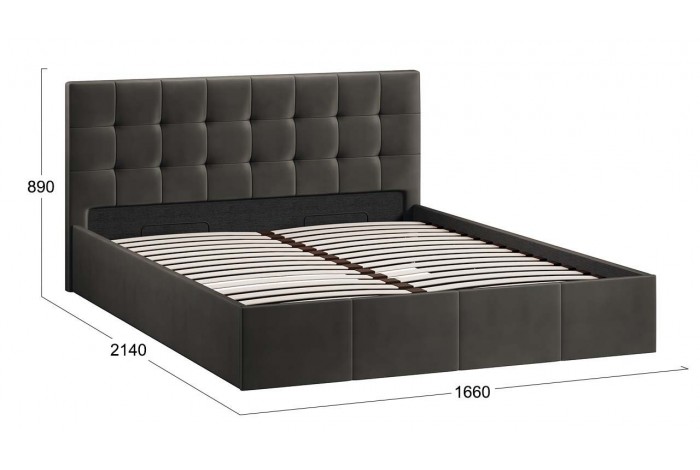 Кровать с ПМ «Эмма» 1600 (с подъемным механизмом) Велюр Confetti Stone