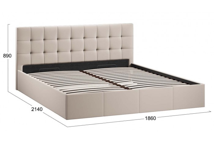 Кровать с ПМ «Эмма» 1800 (с подъемным механизмом) Велюр Confetti Cream