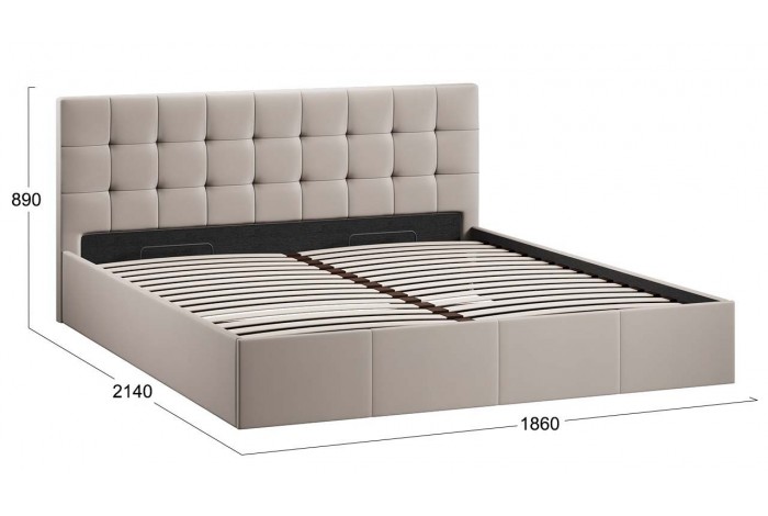 Кровать с ПМ «Эмма» 1800 (с подъемным механизмом) Велюр Confetti Smoke