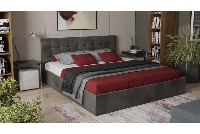 Кровать с ПМ «Эмма» 1800 (с подъемным механизмом) Велюр Confetti Stone