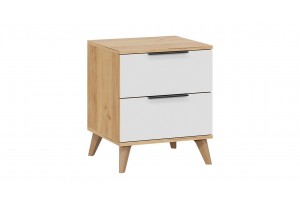 Тумба прикроватная Джоли с опорами Бук матовый, Дуб Крафт золотой, Белый матовый