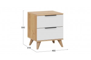 Тумба прикроватная Джоли с опорами Бук матовый, Дуб Крафт золотой, Белый матовый