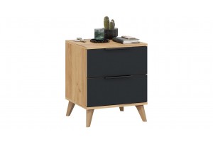 Тумба прикроватная Джоли с опорами Бук матовый, Дуб Крафт золотой, Графит матовый