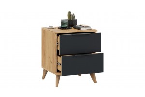 Тумба прикроватная Джоли с опорами Бук матовый, Дуб Крафт золотой, Графит матовый