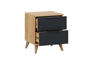 Тумба прикроватная Джоли с опорами Бук матовый, Дуб Крафт золотой, Графит матовый