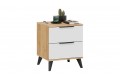 Тумба прикроватная «Джоли» с опорами Черный матовый, Дуб Крафт золотой, Белый матовый