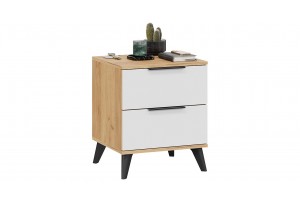 Тумба прикроватная Джоли с опорами Черный матовый, Дуб Крафт золотой, Белый матовый