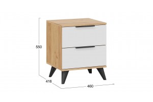 Тумба прикроватная Джоли с опорами Черный матовый, Дуб Крафт золотой, Белый матовый