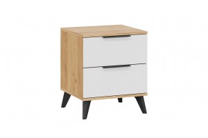 Тумба прикроватная Джоли с опорами Черный матовый, Дуб Крафт золотой, Белый матовый