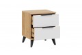 Тумба прикроватная «Джоли» с опорами Черный матовый, Дуб Крафт золотой, Белый матовый