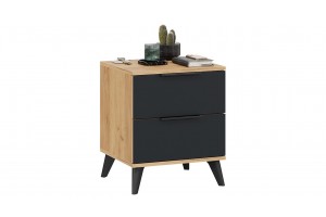 Тумба прикроватная Джоли с опорами Черный матовый, Дуб Крафт золотой, Графит матовый