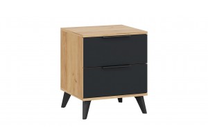 Тумба прикроватная Джоли с опорами Черный матовый, Дуб Крафт золотой, Графит матовый