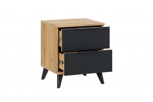 Тумба прикроватная Джоли с опорами Черный матовый, Дуб Крафт золотой, Графит матовый