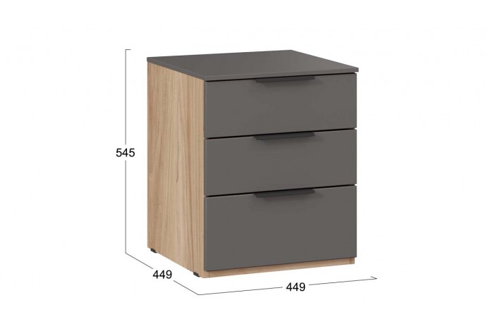 Тумба прикроватная «Порто» - ТД-393.03.01 Яблоня Беллуно, Графит софт