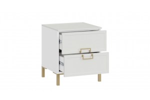 Тумба прикроватная Стелла с опорами Золото розовое, Белый холст, Белый Жемчуг