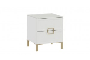 Тумба прикроватная Стелла с опорами Золото розовое, Белый холст, Белый Жемчуг