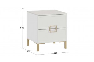 Тумба прикроватная Стелла с опорами Золото розовое, Белый холст, Белый Жемчуг