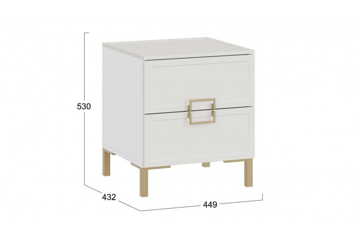 Тумба прикроватная «Стелла» с опорами Золото розовое, Белый холст, Белый Жемчуг