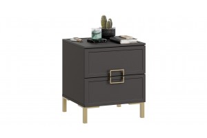 Тумба прикроватная Стелла с опорами Золото розовое, Серый вулкан, Фон серый