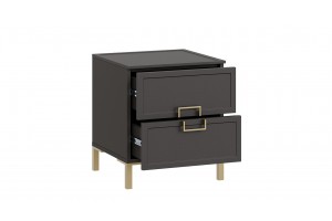 Тумба прикроватная Стелла с опорами Золото розовое, Серый вулкан, Фон серый